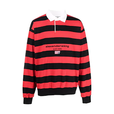 Alexander Wang FW21 Embroidered Logo Rugby Sweatshirt Unisex Red UCC3211418-624