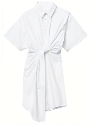 Alexander Wang FW21 Gaun Putih Lengan Pendek Twist Depan Shirt Dress 4WC3216137-111 Buy Alexander Wang FW21 Gaun Putih Lengan Pendek Twist Depan Shirt Dress 4WC3216137-111