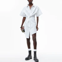 Lookbook Alexander Wang FW21 前扭結短袖襯衫洋裝 白色洋裝 4WC3216137-111