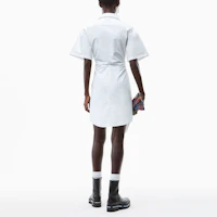 Shop Alexander Wang FW21 前扭結短袖襯衫洋裝 白色洋裝 4WC3216137-111
