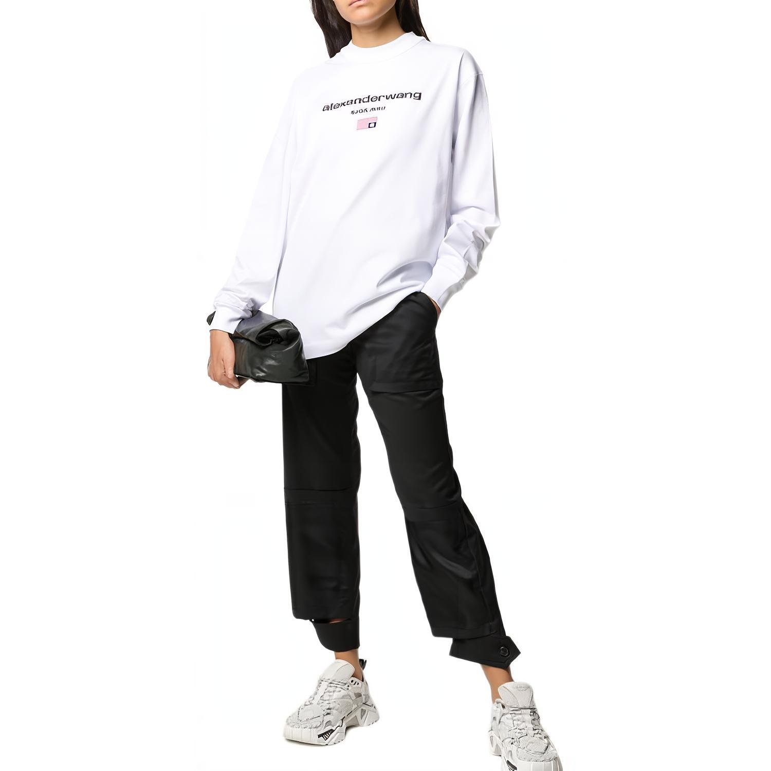 Alexander Wang FW21 Logo Crewneck Sweatshirt Unisex White 6CC1201033-100