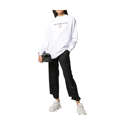 Alexander Wang FW21 Logo Crewneck Sweatshirt Unisex White 6CC1201033-100