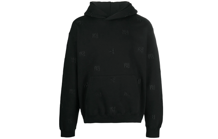 Alexander Wang FW21 Logo Embroidered Monogram Hoodie Black UCC1211008F001