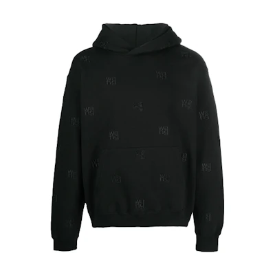 Alexander Wang FW21 Logo Embroidered Monogram Hoodie Black UCC1211008F001