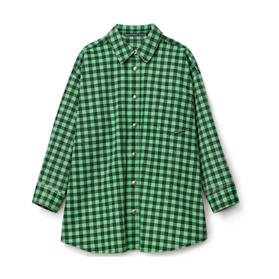 Alexander Wang FW21 Plaid Denim Oversized Shirt Jacket Unisex Black Green UDC3212923-311