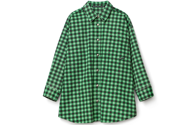 Alexander Wang FW21 Plaid Denim Oversized Shirt Jacket Unisex Black Green UDC3212923-311 圖 2