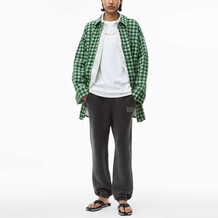 Alexander Wang FW21 Plaid Denim Oversized Shirt Jacket Unisex Black Green UDC3212923-311 圖 3