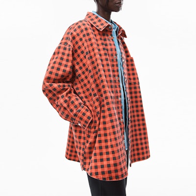 Alexander Wang FW21 Plaid Denim Oversized Shirt Jacket Unisex Black Orange. UDC3212923-623 Purchase Alexander Wang FW21 Plaid Denim Oversized Shirt Jacket Unisex Black Orange. UDC3212923-623