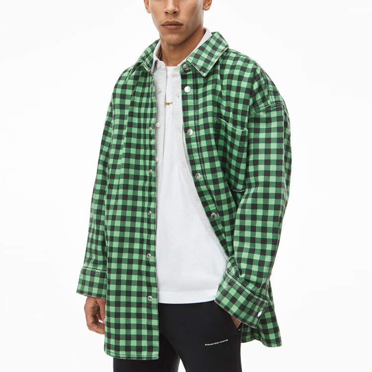 Alexander Wang FW21 Plaid Denim Oversized Shirt Jacket Unisex Black Green UDC3212923-311 圖 5