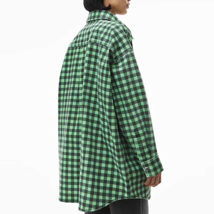 Alexander Wang FW21 Plaid Denim Oversized Shirt Jacket Unisex Black Green UDC3212923-311 圖 6