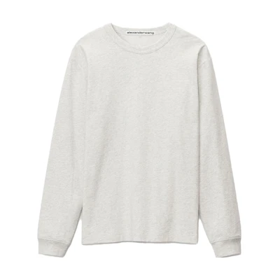 Alexander Wang FW21 Unisex High-Twist Cotton Long Sleeve T-Shirt Grey. UCC3211013-050