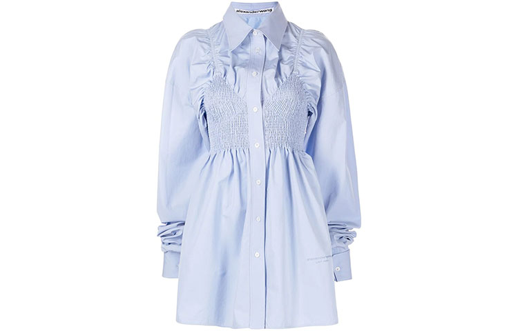 Order Vestido Camisa Azul Fruncido de Manga Larga Alexander Wang FW22. 1WC3221658-450