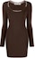 Order アレキサンダー ワンFW22 ブラウン ロングスリーブ ロゴトリム クルーネック ドレス 4KC4216032-204