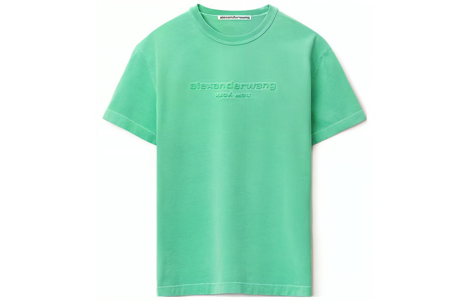 Order 亚历山大王FW22浮雕字母男女同款纯棉圆领T恤绿色 UCC3221533-329