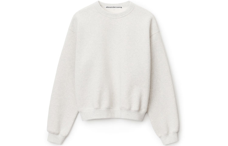 Alexander Wang FW22 Fleece Logo Crewneck Sweatshirt Unisex Minimalist Beige. UCC2221530054