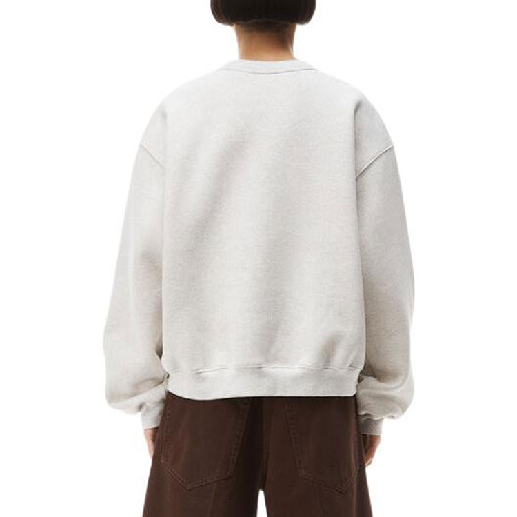 Shop Alexander Wang FW22 Fleece Logo Crewneck Sweatshirt Unisex Minimalist Beige. UCC2221530054