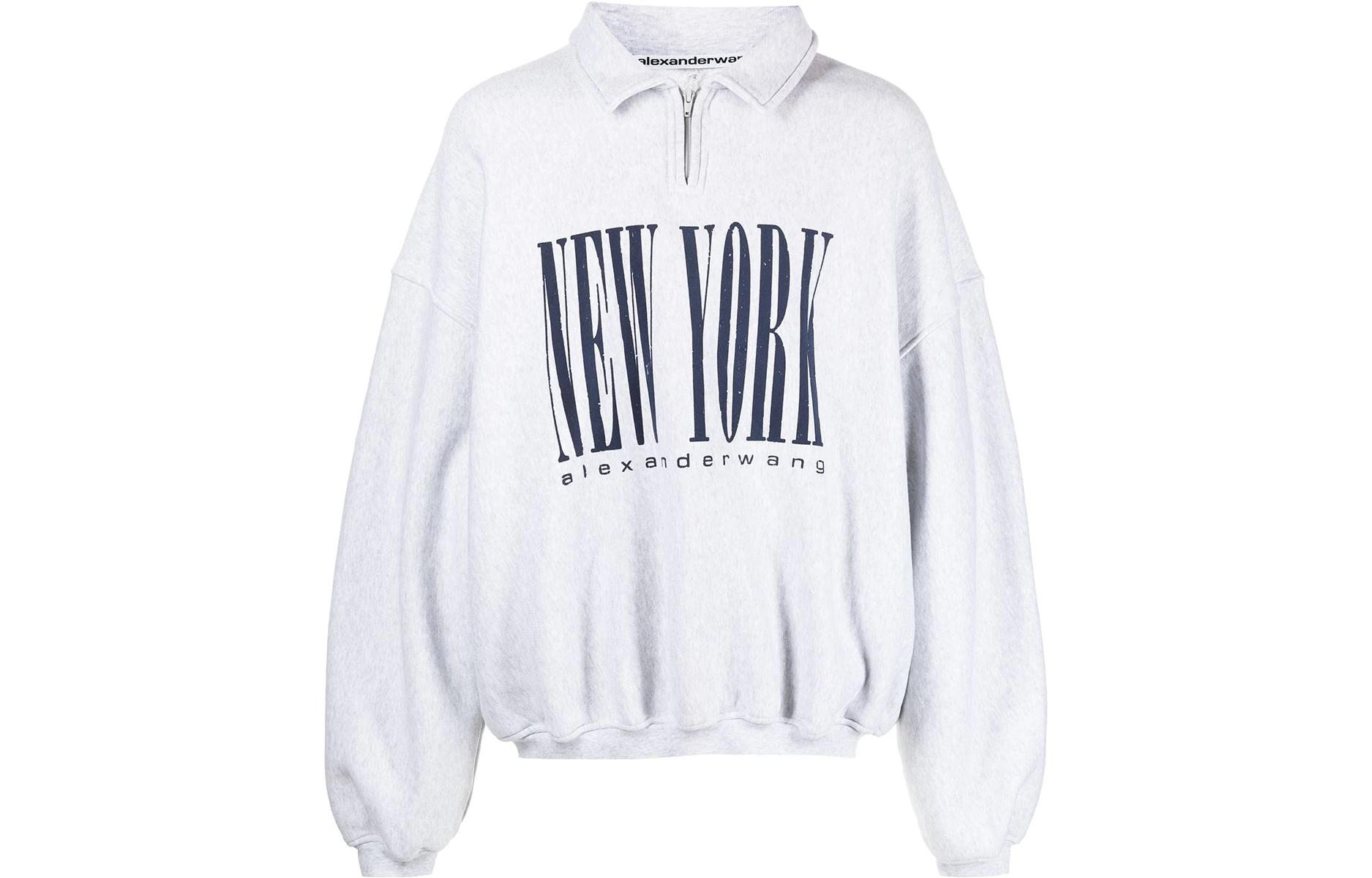 Alexander Wang FW22 Half-Zip Logo Print Collar Sweatshirt Unisex Grey UCC1231600-050