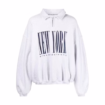 Alexander Wang FW22 Half-Zip Logo Print Collar Sweatshirt Unisex Grey UCC1231600-050