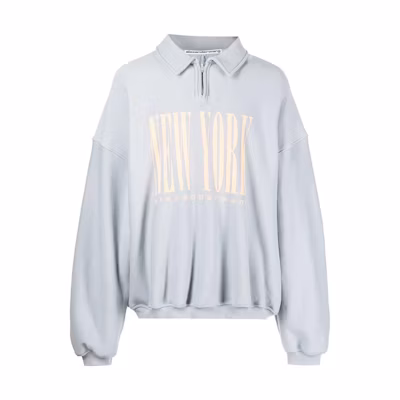 Alexander Wang FW22 Letter Print Half-Zip Sweatshirt Unisex Blue UCC1231600-491