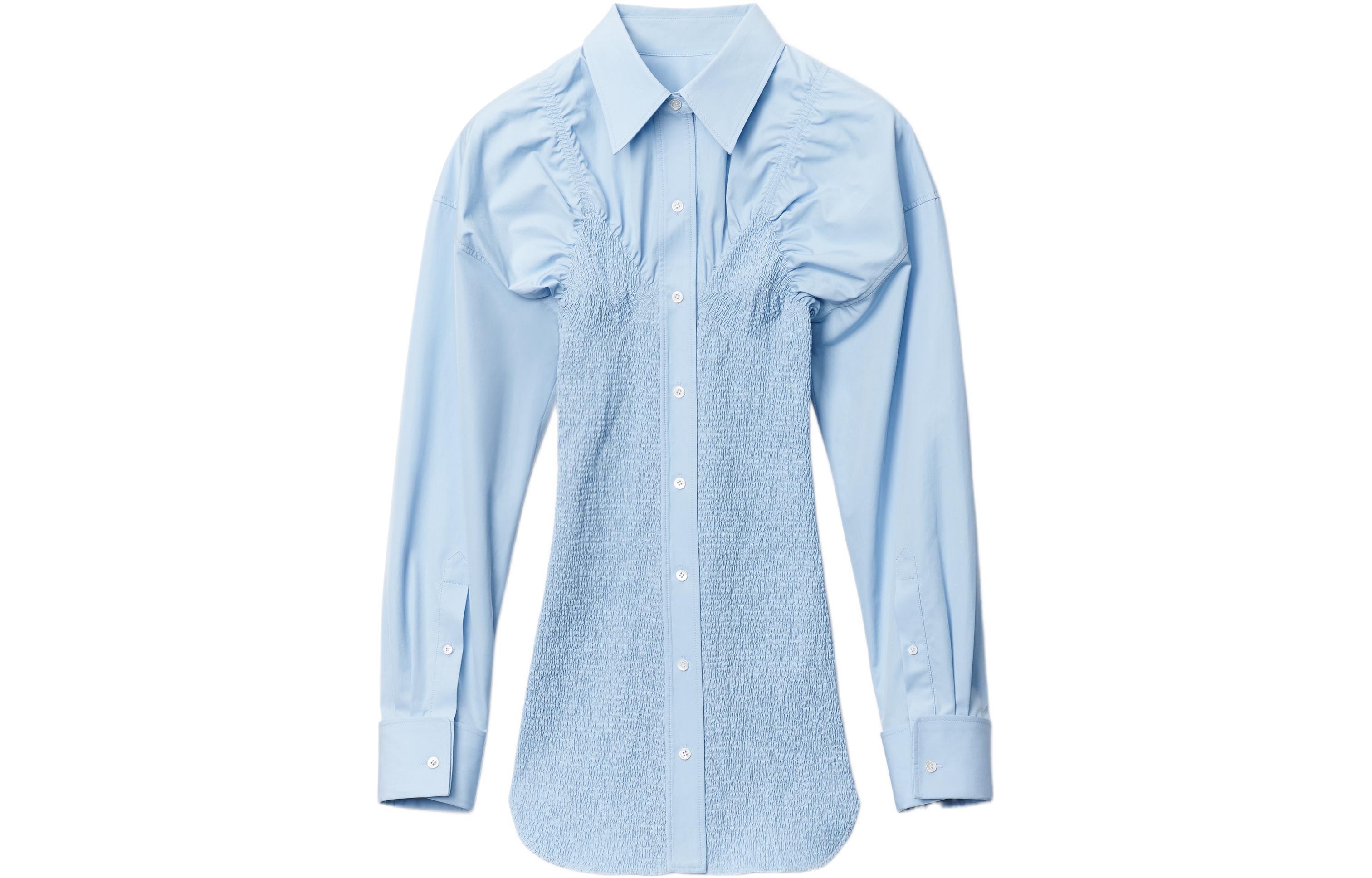 Alexander Wang FW22 Light Blue Slim-Fit Long Sleeve Shirt Dress 1WC3226488-450