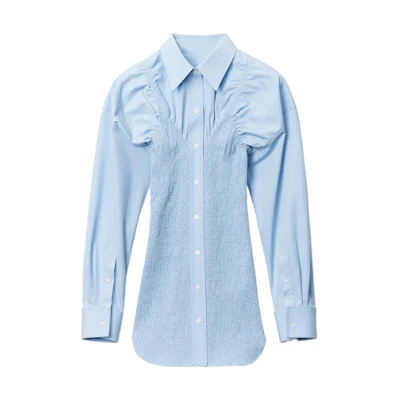 Alexander Wang FW22 Light Blue Slim-Fit Long Sleeve Shirt Dress 1WC3226488-450