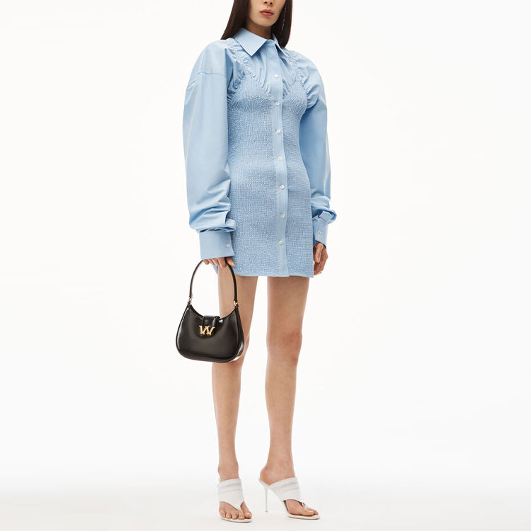 Alexander Wang FW22 Light Blue Slim-Fit Long Sleeve Shirt Dress 1WC3226488-450 圖 3