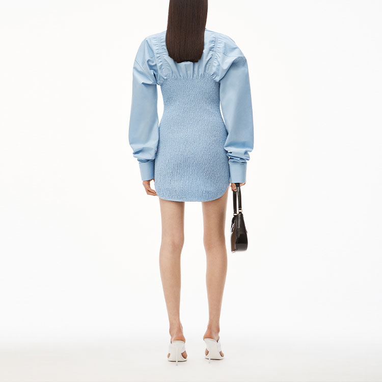 Alexander Wang FW22 Light Blue Slim-Fit Long Sleeve Shirt Dress 1WC3226488-450 圖 4