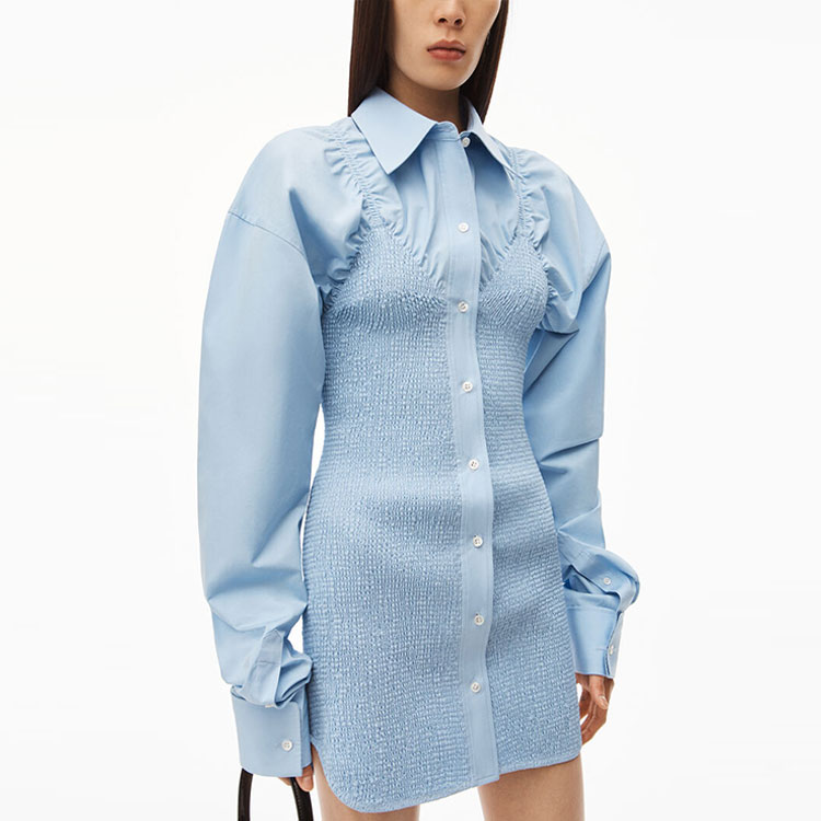 Alexander Wang FW22 Light Blue Slim-Fit Long Sleeve Shirt Dress 1WC3226488-450 圖 5