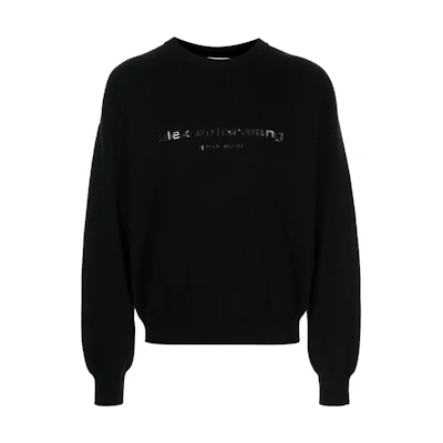 Alexander Wang FW22 Logo Print Crewneck Pullover Sweater Unisex Black UKC4221037-001