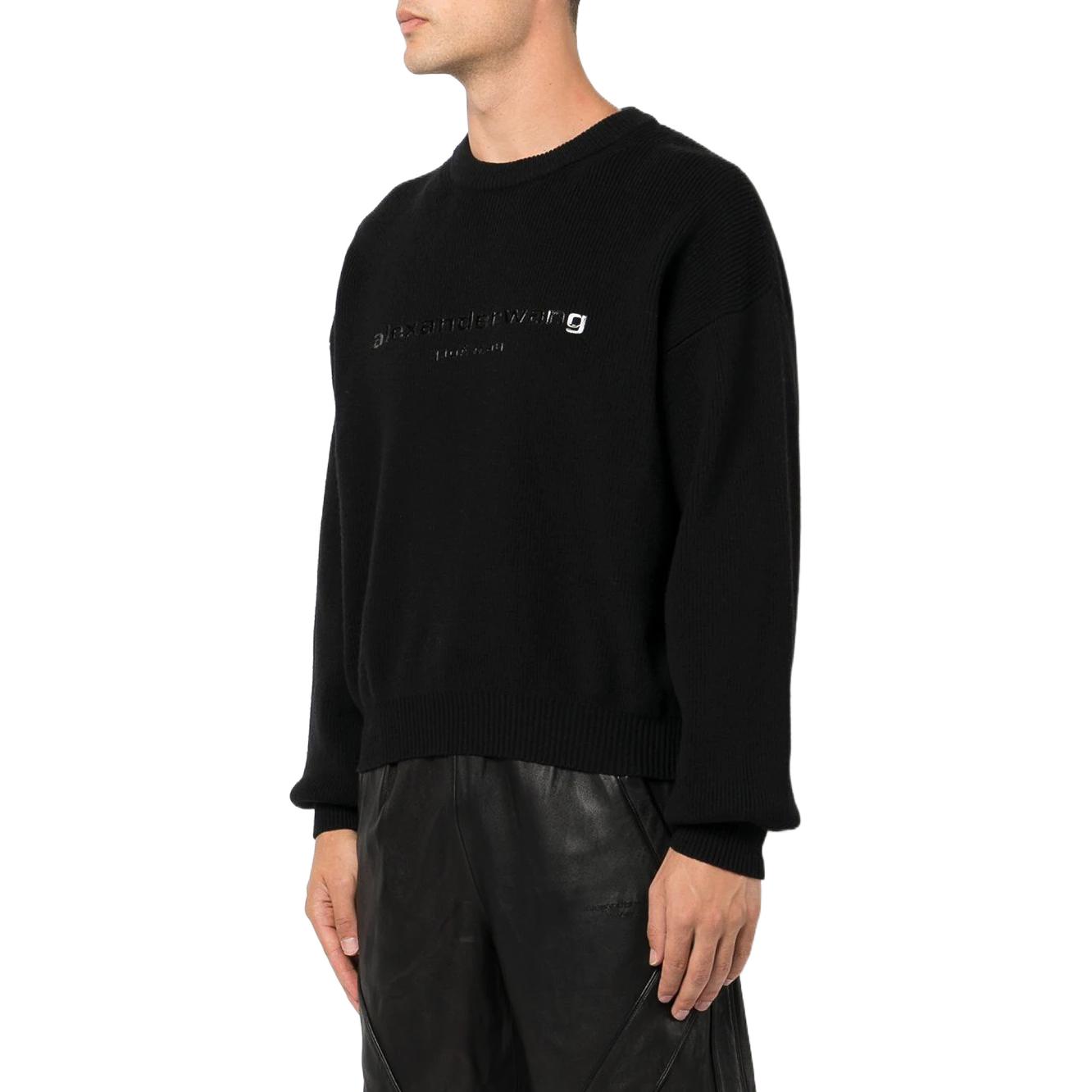 Details for Alexander Wang FW22 Logo Print Crewneck Pullover Sweater Unisex Black UKC4221037-001