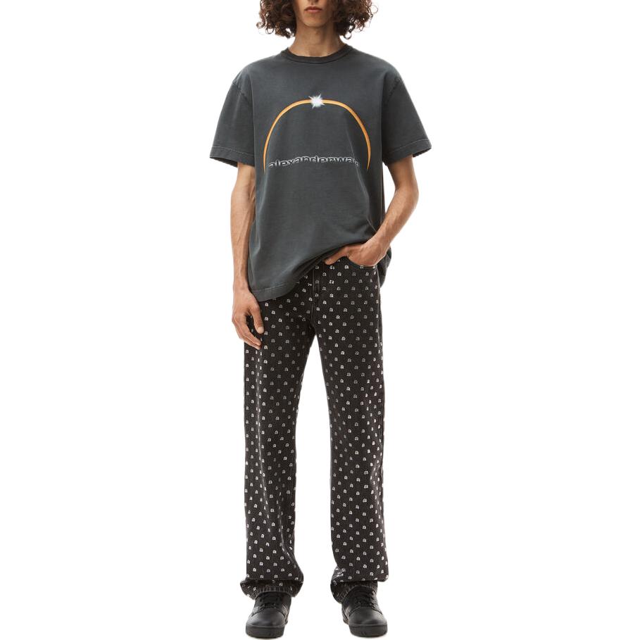 Shop Alexander Wang FW22 Logo Print Graphic Tee Unisex Dark Gray UCC4221554-011