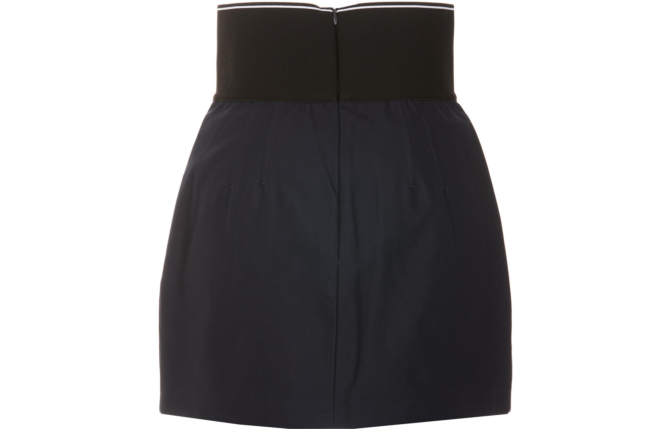 Lookbook アレキサンダーワン FW22 ネイビー ハイウエスト ミニスカート ロゴストラップ付き 1WC3225236-409