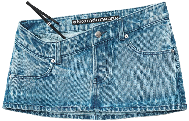 Alexander Wang FW22 Solid Denim Mini Skirt Blue - Perfect Date Outfit 4DC4225270483