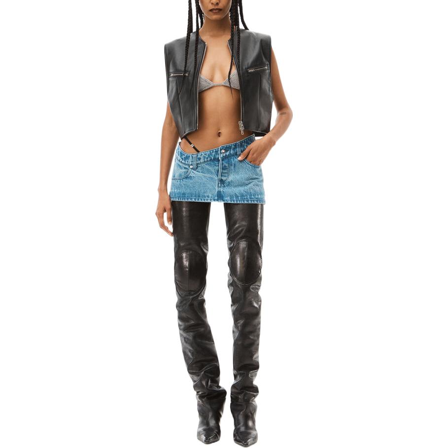 Shop Alexander Wang FW22 Solid Denim Mini Skirt Blue - Perfect Date Outfit 4DC4225270483