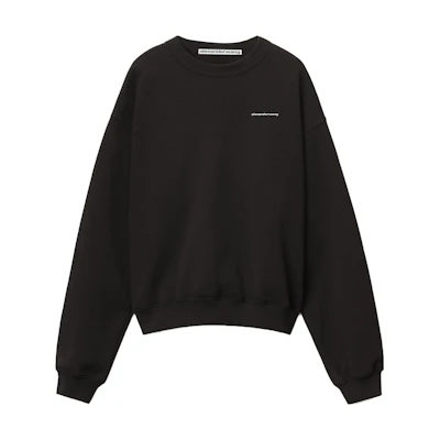 Alexander Wang FW22 Velour Logo Crewneck Pullover Unisex Black. UCC2221530-001