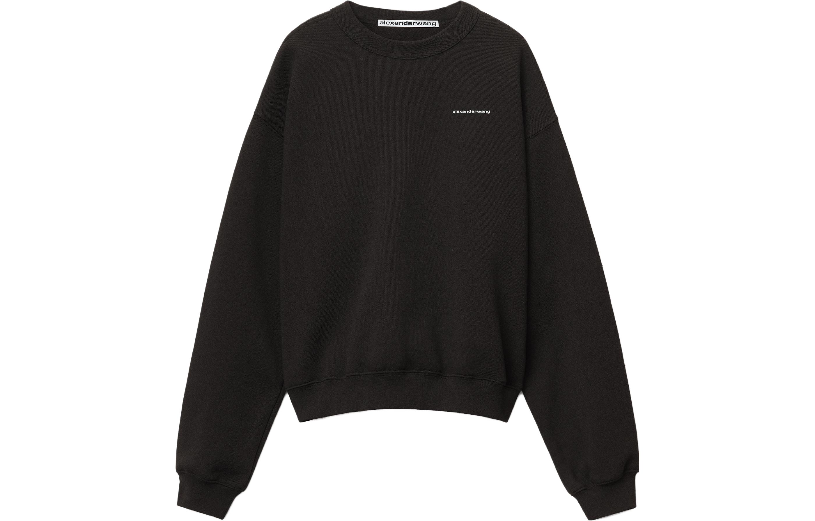 Order 알렉산더 왕 FW22 벨루어 로고 크루넥 풀오버 유니섹스 블랙. UCC2221530-001