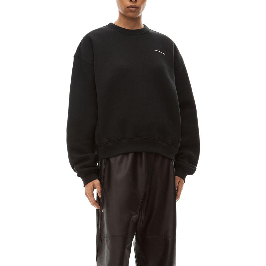 Details for 알렉산더 왕 FW22 벨루어 로고 크루넥 풀오버 유니섹스 블랙. UCC2221530-001