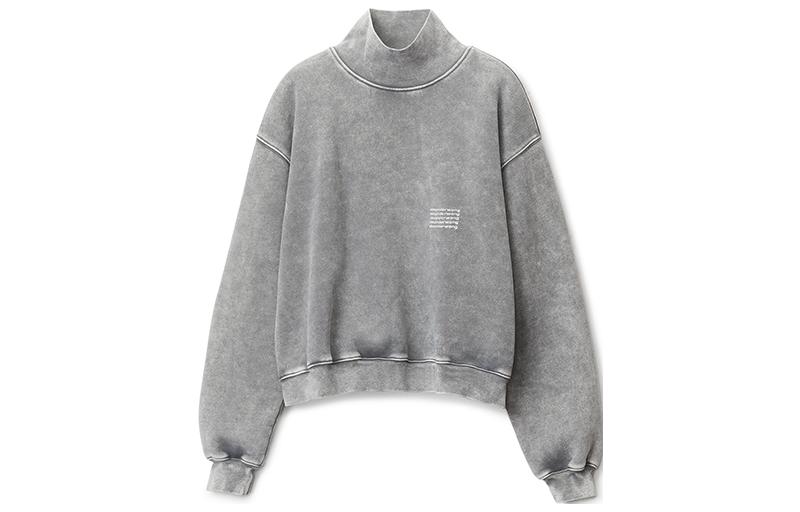 Alexander Wang FW22 Velvet Letter Print Pullover Unisex Sweatshirt - Grey UCC3221538-027