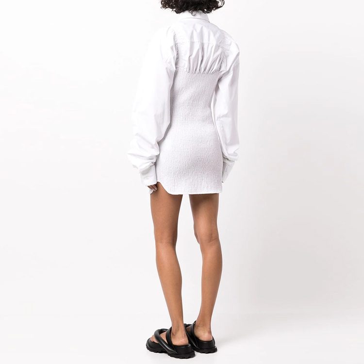 Alexander Wang FW22 White Slim-Fit Long Sleeve Collared Shirt Dress 1WC3226488-100 圖 4