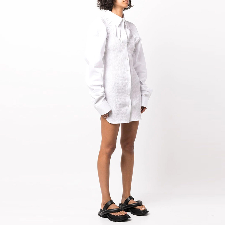 Alexander Wang FW22 White Slim-Fit Long Sleeve Collared Shirt Dress 1WC3226488-100 圖 5