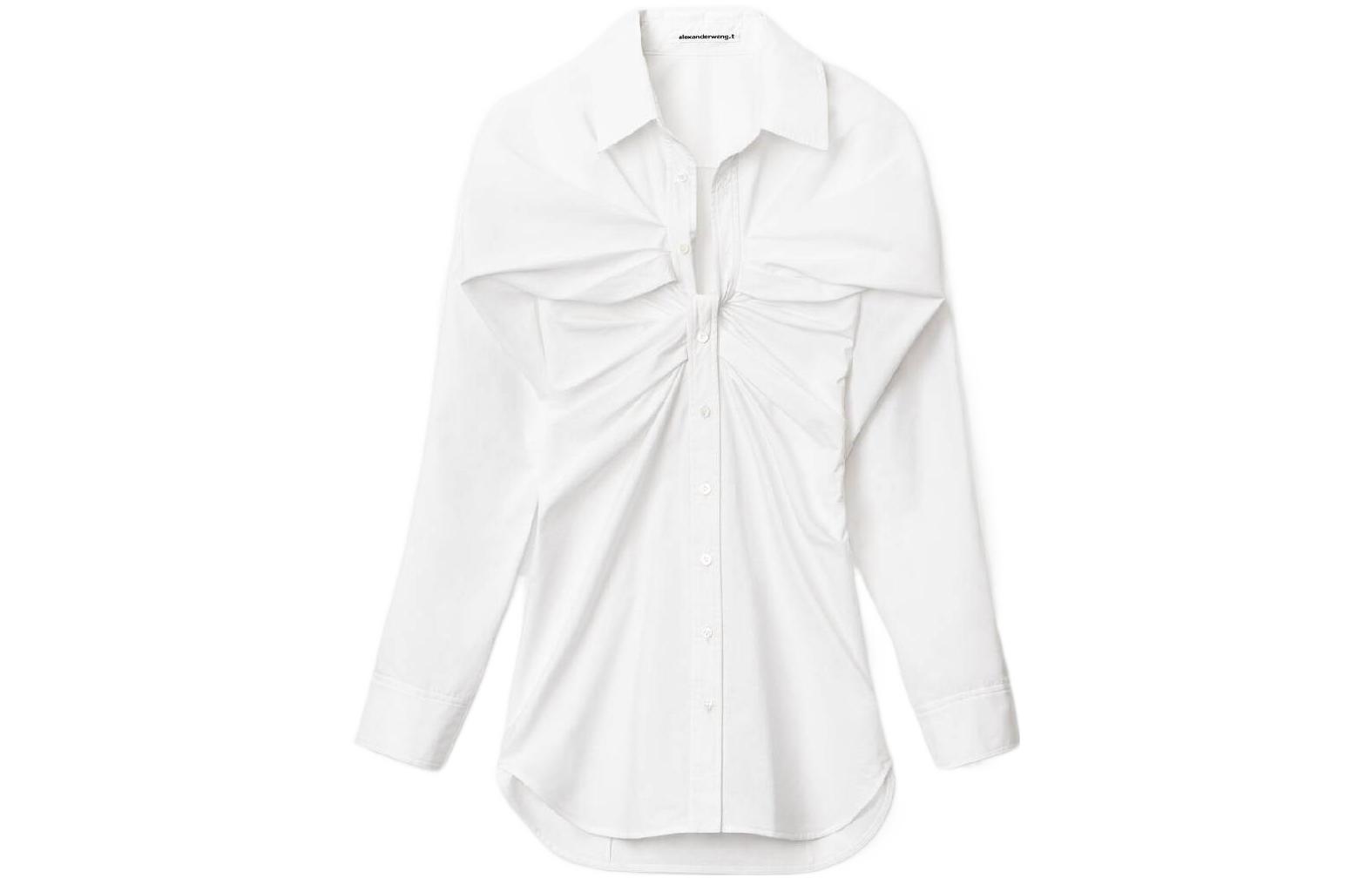 Alexander Wang FW22 White Solid Button-Up Long Sleeve Mini Dress 4WC4226197-100