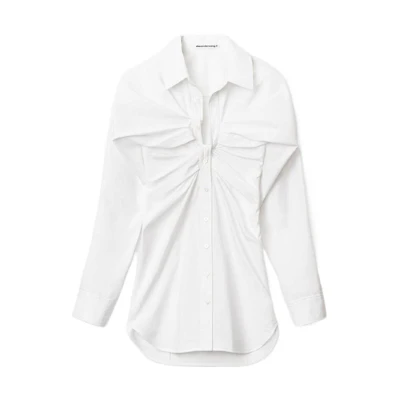 Alexander Wang FW22 White Solid Button-Up Long Sleeve Mini Dress 4WC4226197-100
