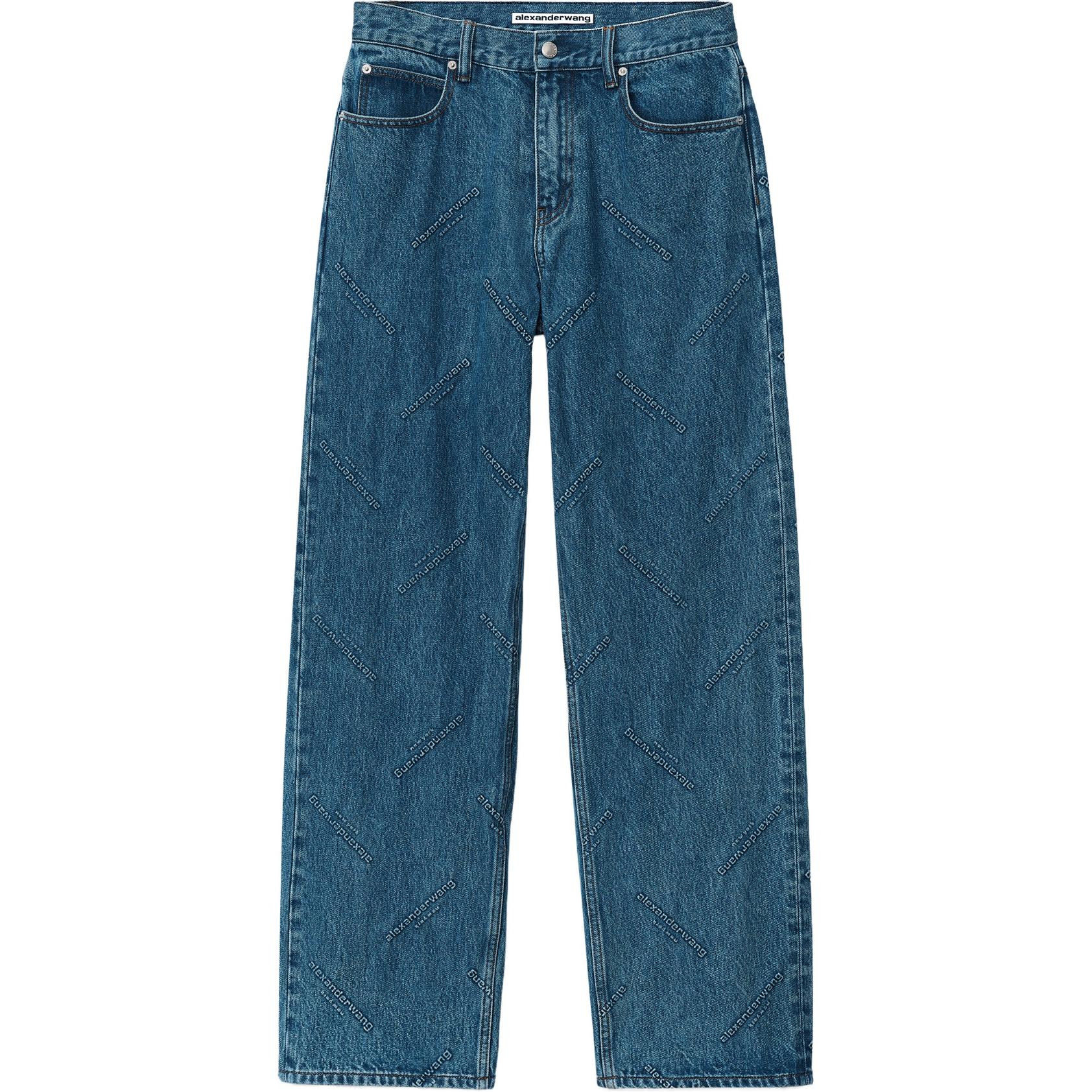 Alexander Wang FW23 Logo Embossed Low-Rise Denim Jeans Unisex Blue UDC4234139-401