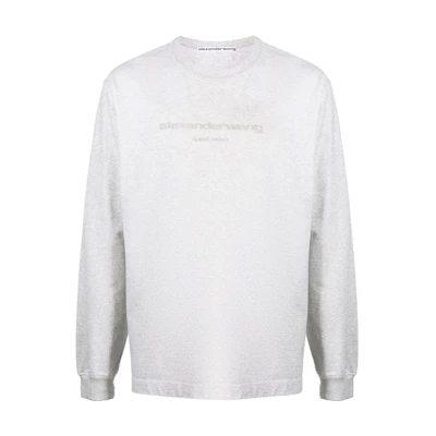 Alexander Wang FW23 Logo Long Sleeve Sweatshirt Unisex Light Heather Grey. UCC3231643050