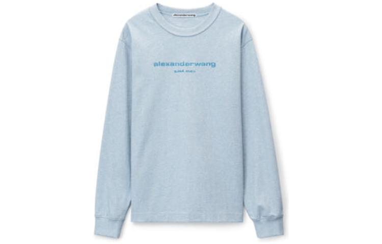 Alexander Wang FW23 Logo Shiny Washed Long Sleeve T-Shirt Light Blue Unisex UCC32316434-51A