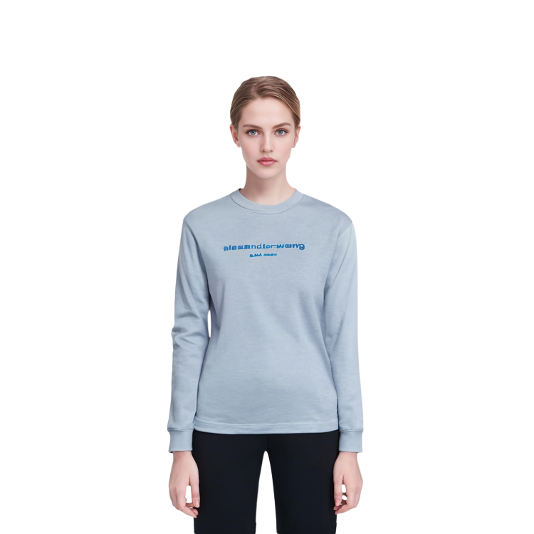 Sizing 亚历山大·王 FW23 标志闪亮水洗长袖T恤 浅蓝色 男女同款 UCC32316434-51A