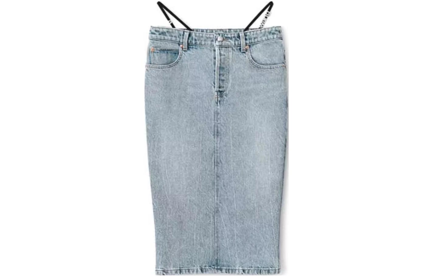 Order Alexander Wang FW23 Skirt Denim Slim Maxi Biru Gradient Vintage 4DC42352354-71A