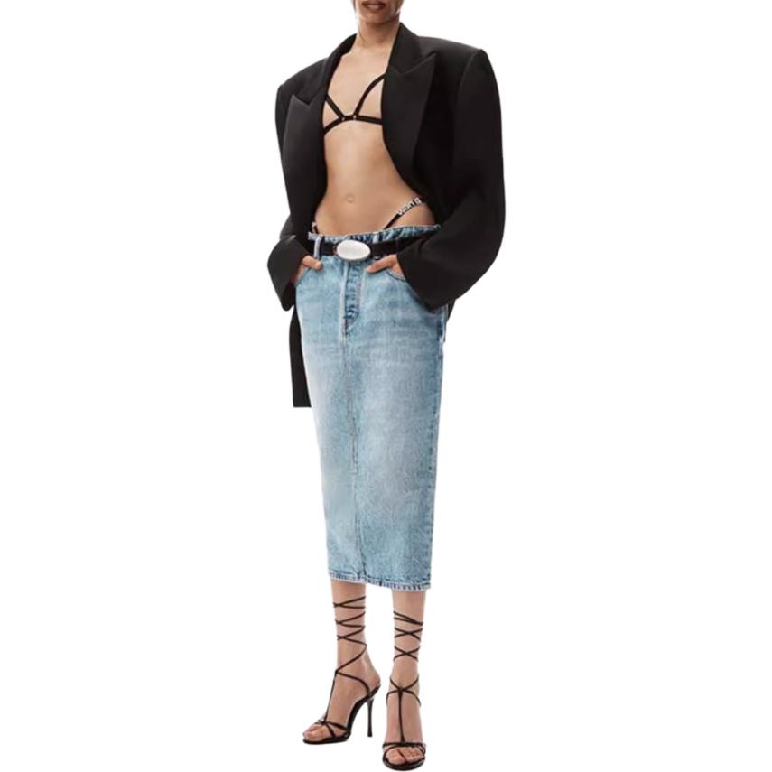 Lookbook Alexander Wang FW23 Skirt Denim Slim Maxi Biru Gradient Vintage 4DC42352354-71A