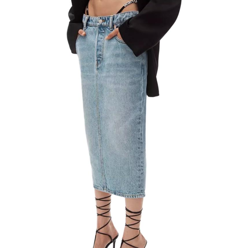 Purchase Alexander Wang FW23 Skirt Denim Slim Maxi Biru Gradient Vintage 4DC42352354-71A