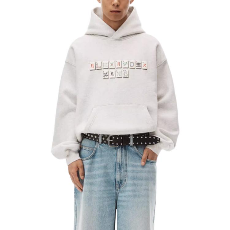 Lookbook Alexander Wang FW23 麻將圖案中性款套頭衫 - 淺灰色 UCC4231644-054